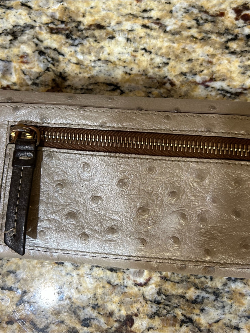 Dooney & Bourke Taupe Ostrich-Embossed Leather Wallet - Picture 2 of 6